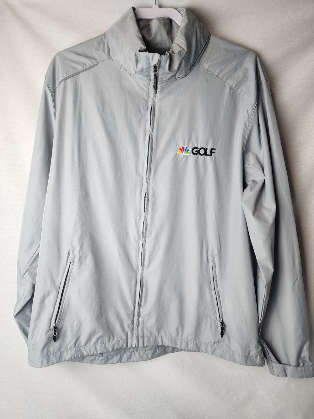 Stormtech NBC Golf XL Mens Grey Vented Windbreaker Full Zip Tucking /Hiding Hood